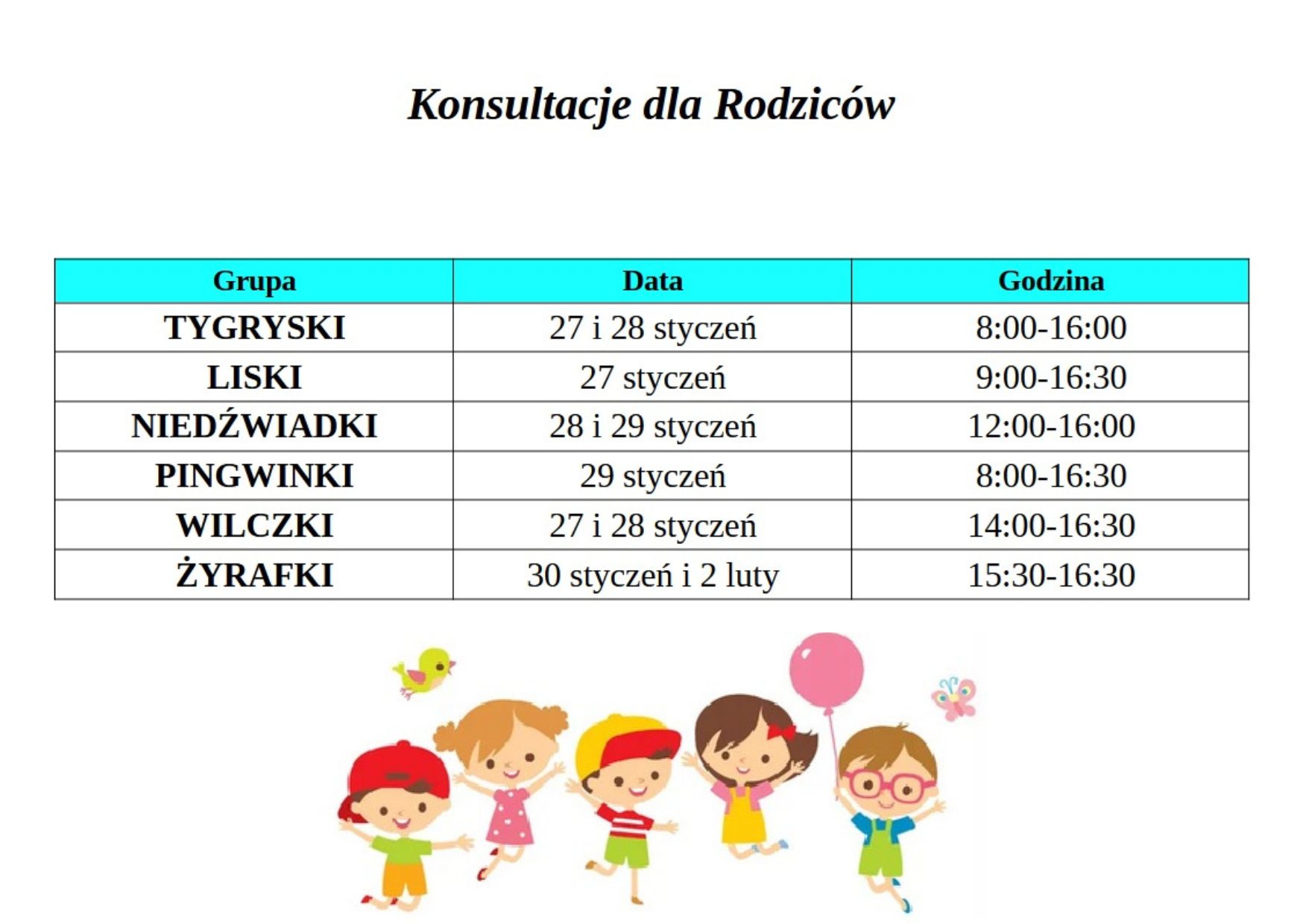 Konsultacje dla Rodziców