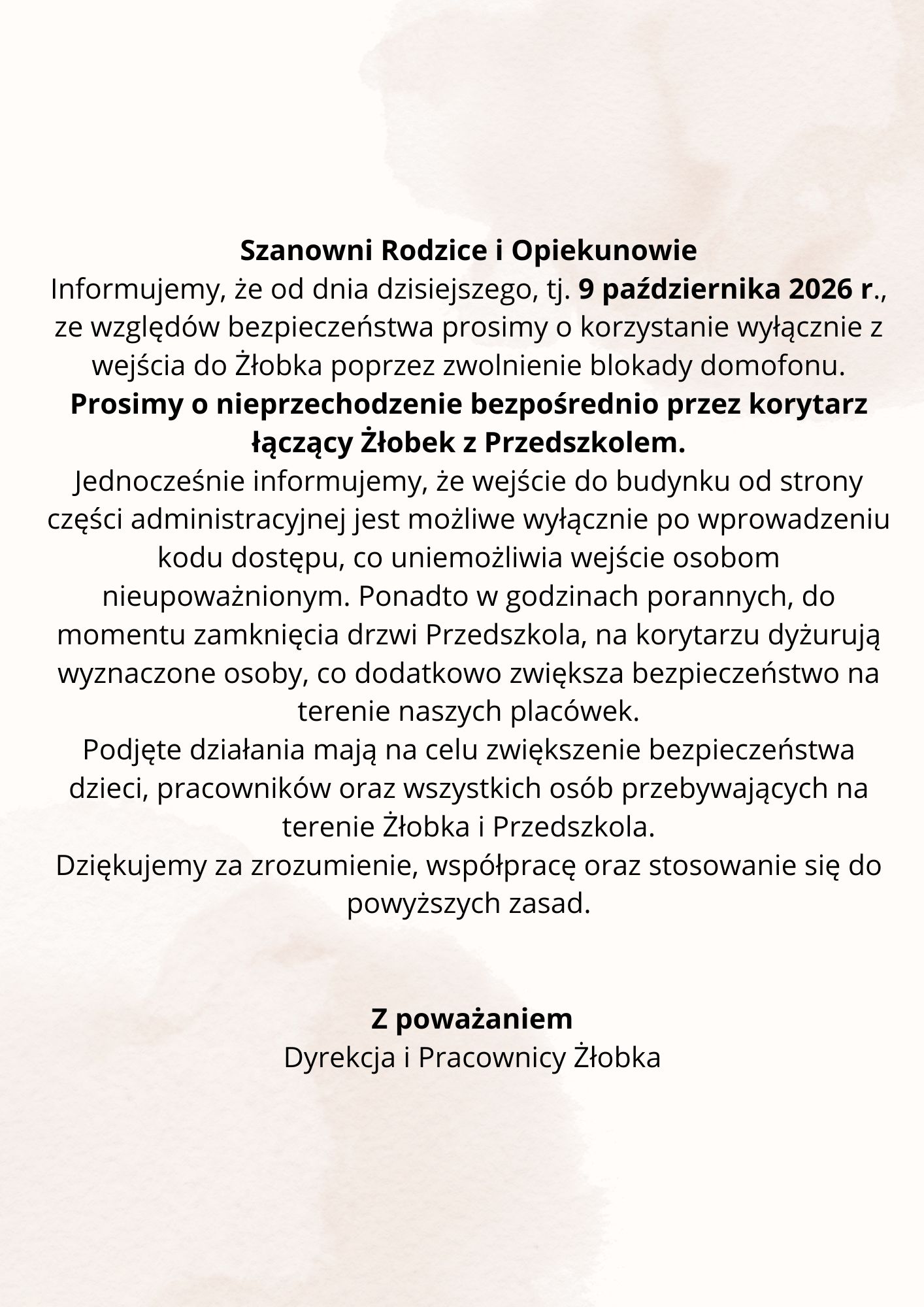 Ważne informacje organizacyjne